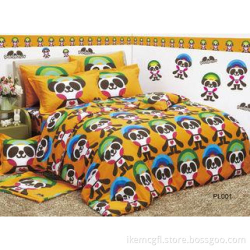Comfortable Cotton Fabric Kids Bed Sets Panda Cartoon For K